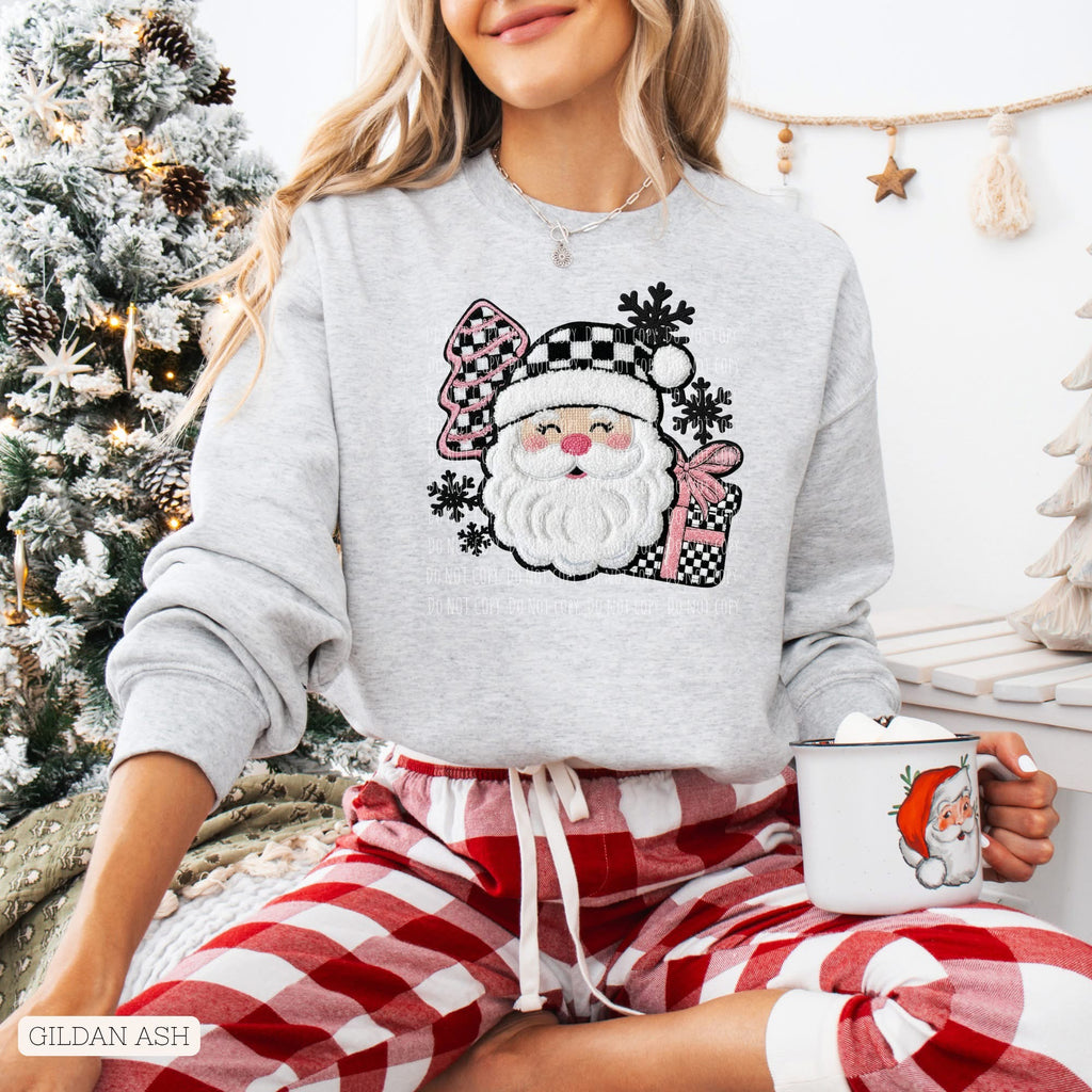 Checkered Santa • ADULT CREWNECK