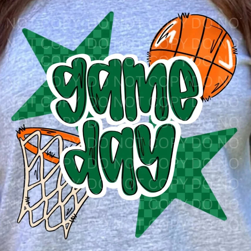 Green Game Day Basketball • ADULT CREWNECK