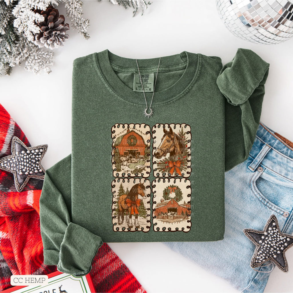 Horses Christmas • ADULT Comfort Color Long Sleeve