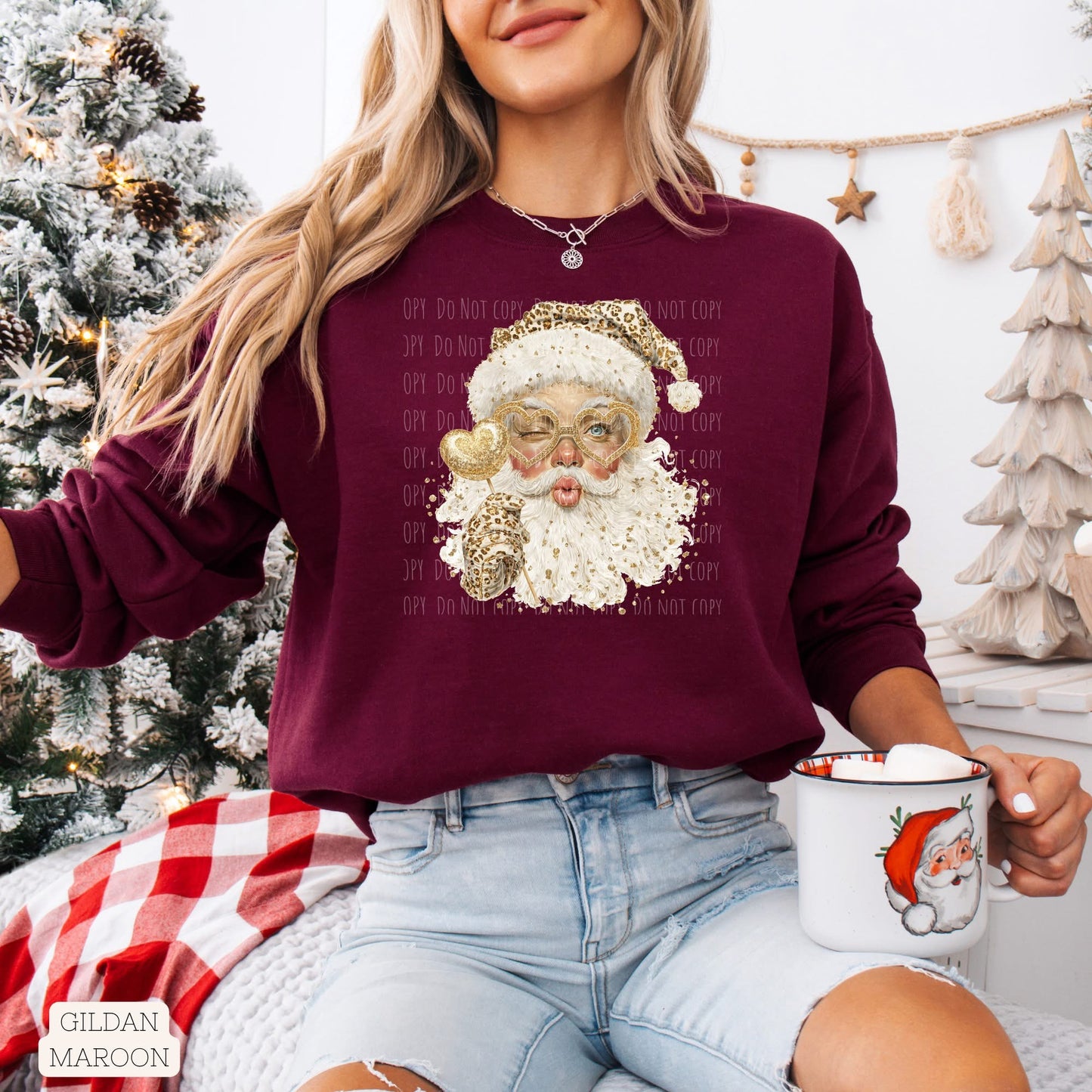 Leopard Print Santa • ADULT CREWNECK