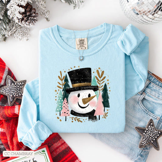 Snowman • ADULT Comfort Color Long Sleeve